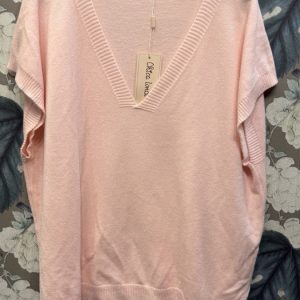 Finstickad Väst med V-Ringad Hals