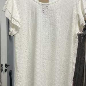 Eowyn Broderad Blus, Kort Vit Onesize