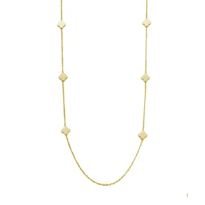 Clover Plain Long Necklace Gold
