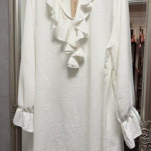 Tunika med Volang och V-Ringad Hals