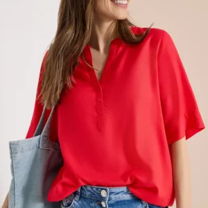 NOS Solid Splitneck Blouse
