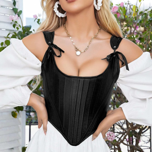 Svart satinkorsett korsett