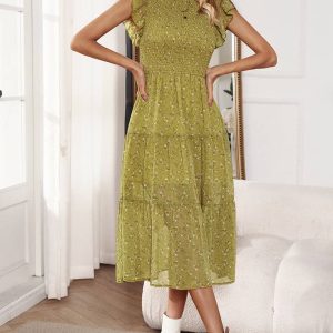 Blommig lantlig brudtärneklänning